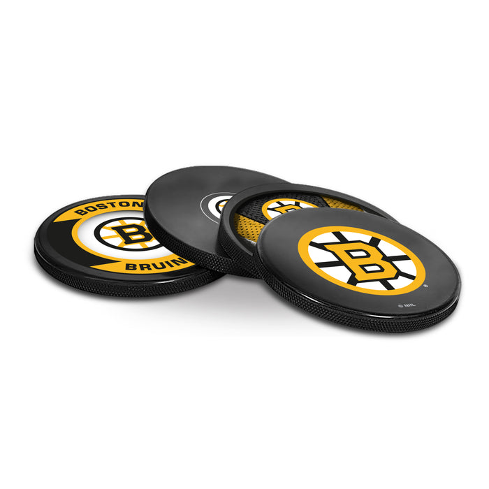 NHL Boston Bruins Hockey Puck Drink Coasters (4-Pack) In Cube