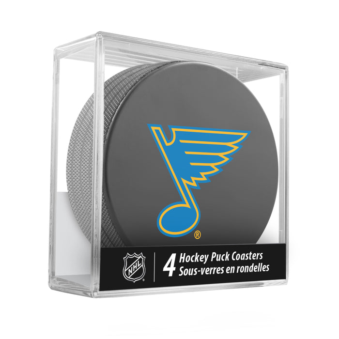NHL St. Louis Blues Hockey Puck Drink Coasters (4-Pack) In Cube