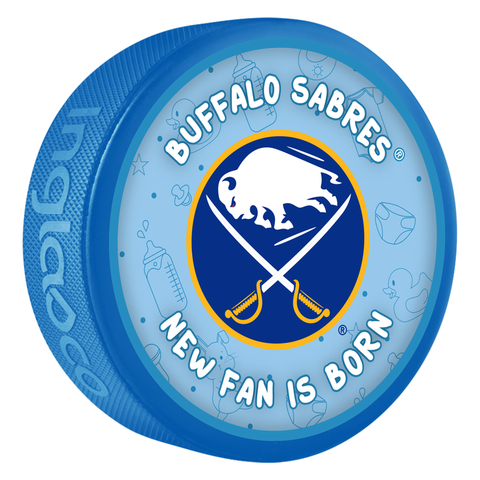 NHL Buffalo Sabres New Fan is Born Blue Souvenir Puck
