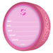 NHL Calgary Flames pink souvenir puck back with NHL shield and fill-in baby birth record fields