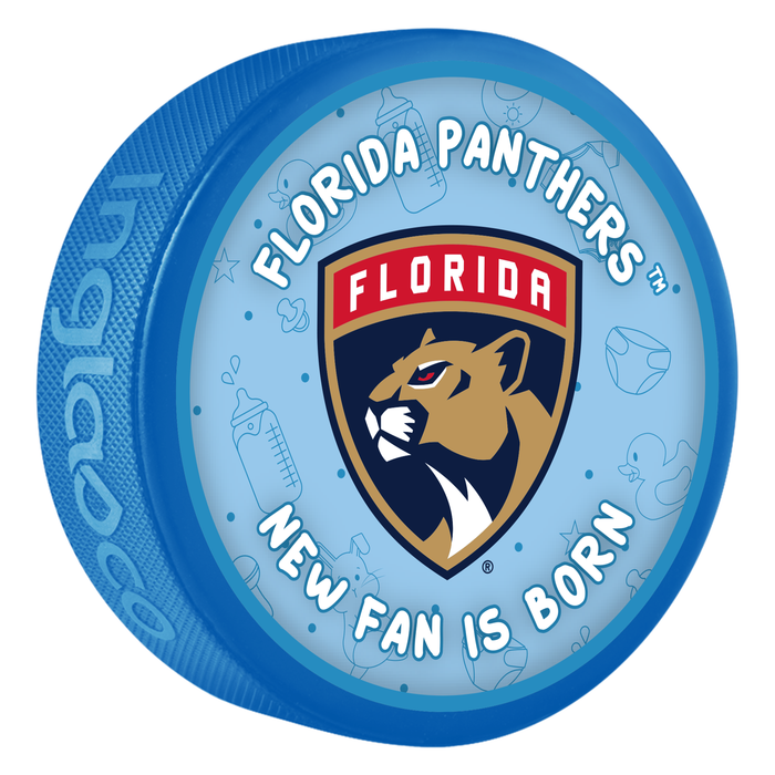 NHL Florida Panthers New Fan is Born Blue Souvenir Puck