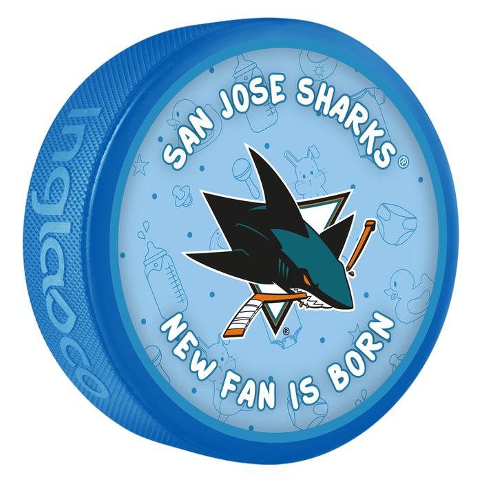 NHL San Jose Sharks New Fan is Born Blue Souvenir Puck