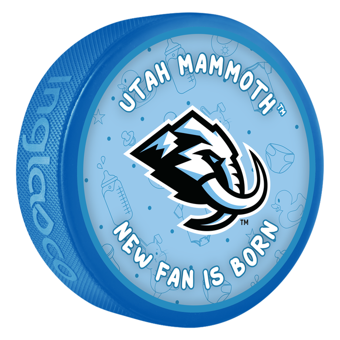 NHL Utah Mammoth New Fan is Born Blue Souvenir Puck