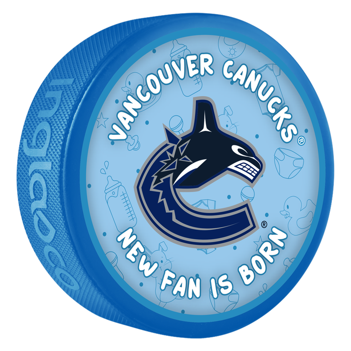 NHL Vancouver Canucks New Fan is Born Blue Souvenir Puck