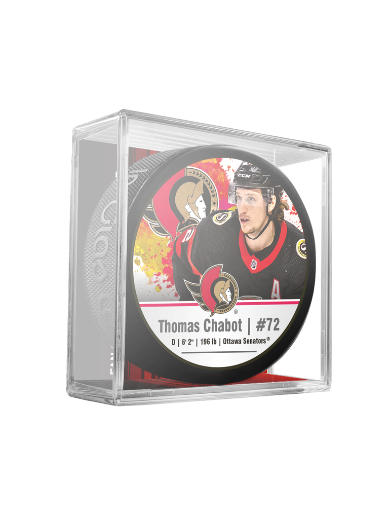NHLPA Thomas Chabot #72 Ottawa Senators Souvenir Hockey Puck In Cube