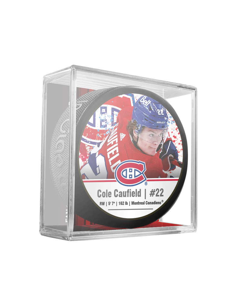 NHLPA Cole Caufield #22 Montreal Canadiens Souvenir Hockey Puck In Cube