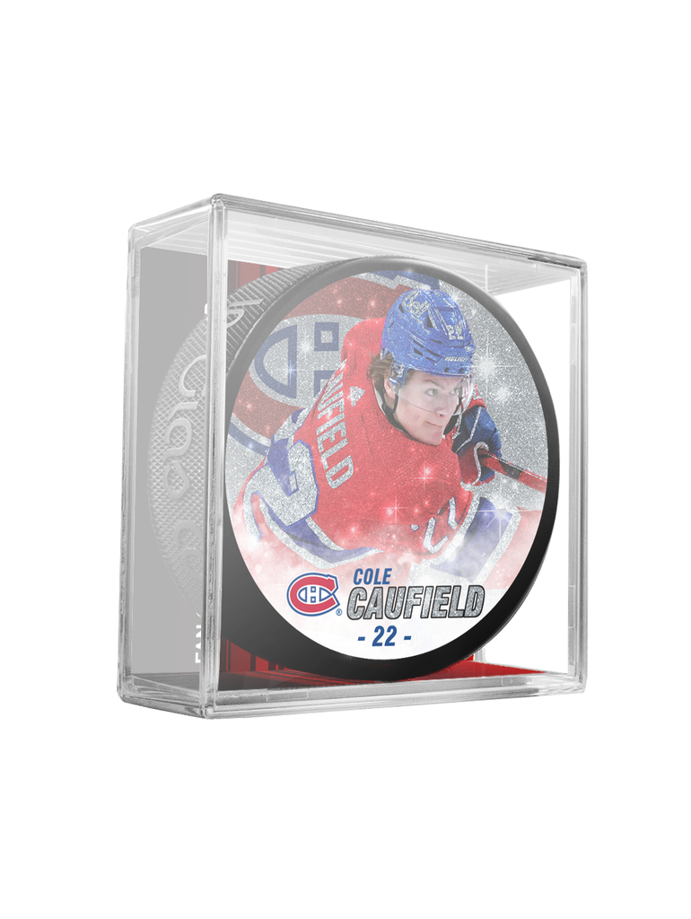 NHLPA Cole Caufield #22 Montreal Canadiens Special Edition Glitter Puck In Cube