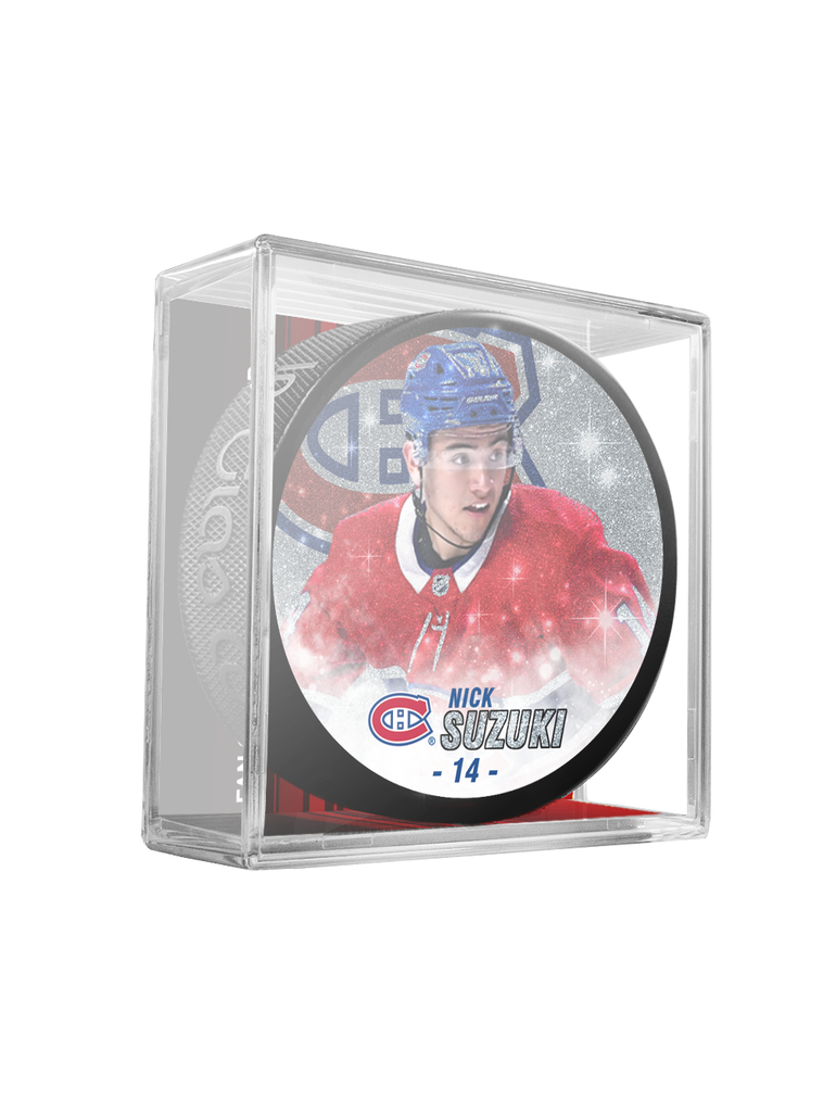 NHLPA Nick Suzuki #14 Montreal Canadiens Special Edition Glitter Puck In Cube