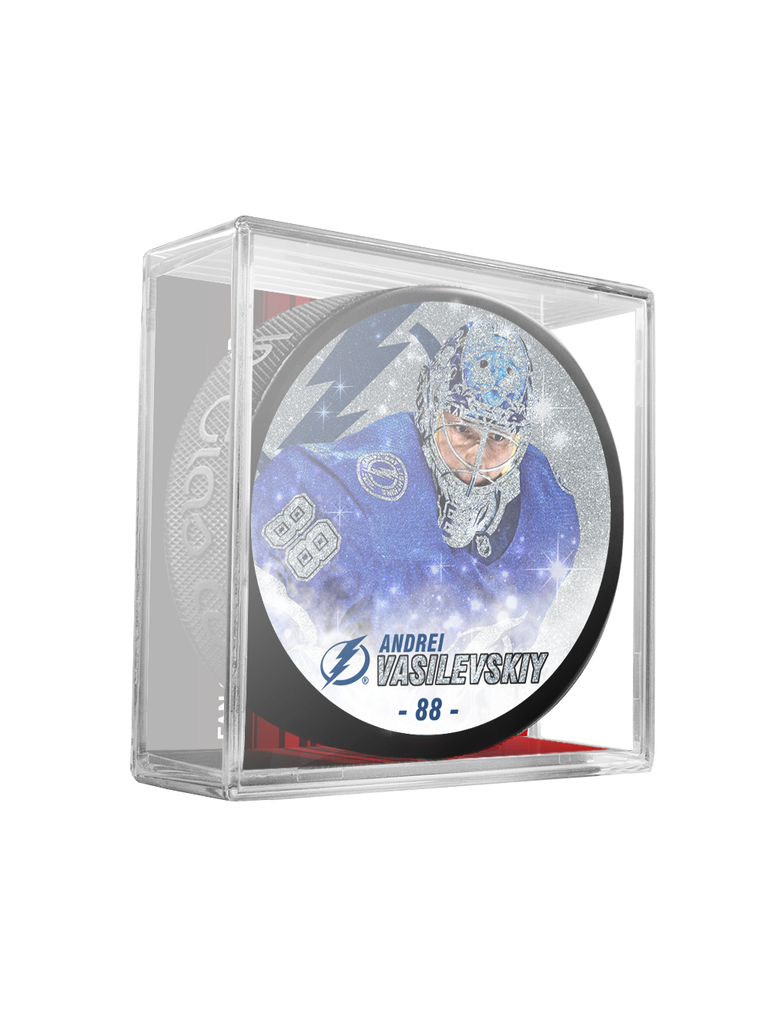 NHLPA Andrei Vasilevskiy #88 Tampa Bay Lightning Special Edition Glitter Puck In Cube