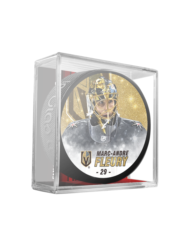 NHLPA Marc-Andre Fleury #29 Vegas Golden Knights Special Edition Glitter Puck In Cube
