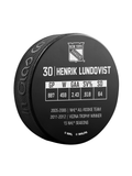NHLPA Henrik Lundqvist #30 New York Rangers 2021 Retirement Souvenir Hockey Puck In Cube