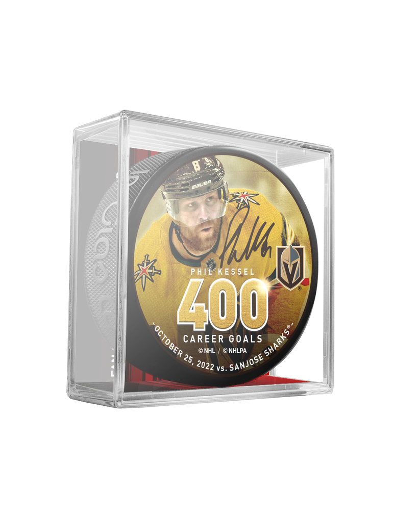 NHLPA Phil Kessel Vegas Golden Knights 400 Goals Souvenir Hockey Puck In Cube