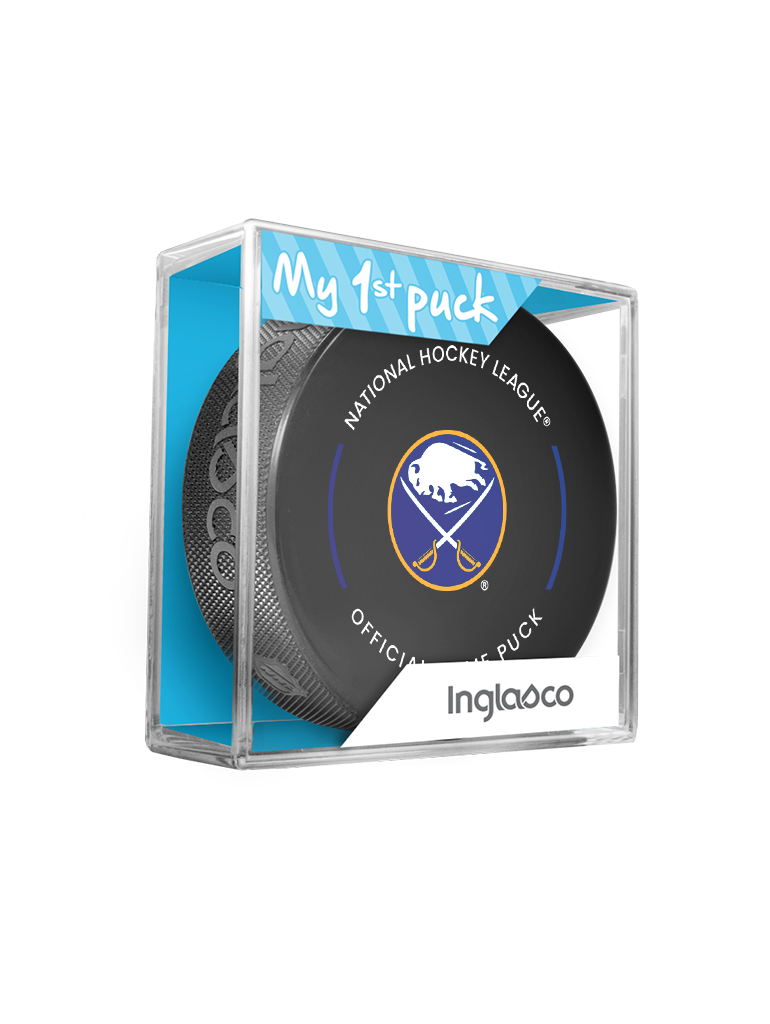 NHL Buffalo Sabres Officially Licensed 2023-2024 Team Game Puck Design In Cube - New Fan Blue