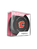 NHL Calgary Flames Officially Licensed 2023-2024 Team Game Puck Design In Cube - New Fan Pink
