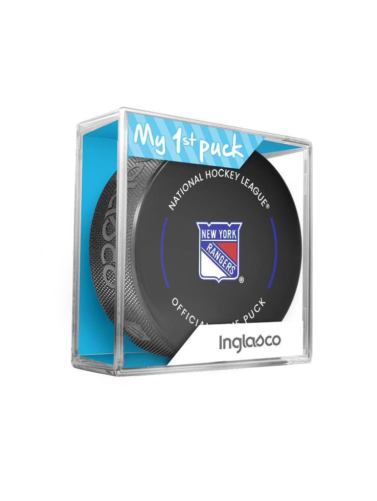 NHL New York Rangers Officially Licensed 2023-2024 Team Game Puck Design In Cube - New Fan Blue