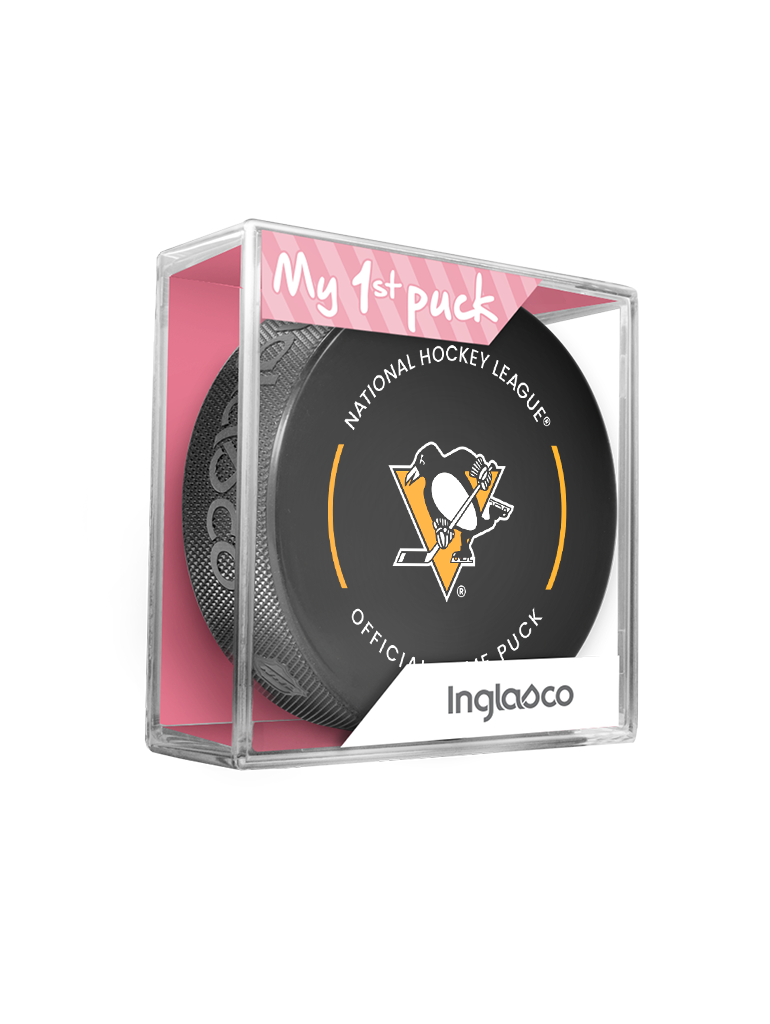 NHL Pittsburgh Penguins Officially Licensed 2023-2024 Team Game Puck Design In Cube - New Fan Pink