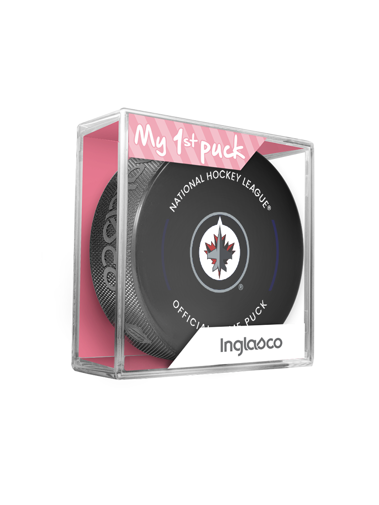 NHL Winnipeg Jets Officially Licensed 2023-2024 Team Game Puck Design In Cube - New Fan Pink