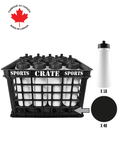 Coach Crate With Pull-Top Bottles: Shop Canadian! Includes 1 Black Sports Crate With 40 Black Canadian Pro 6oz Hockey Pucks And 16 White 1L Tallboy Bottles
