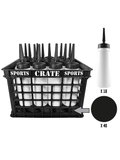 Coach Crate With Straw Pull-Top Bottles: Includes 1 Black Sports Crate With 40 Black Slovakian 6oz Hockey Pucks And 16 White 1L Tallboy Bottles