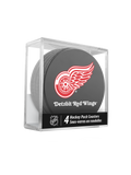 NHL Detroit Red Wings Hockey Puck Drink Coasters (4-Pack) In Cube
