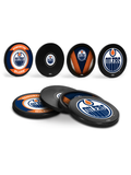 NHL Edmonton Oilers Hockey Puck Drink Coasters (4-Pack) In Cube