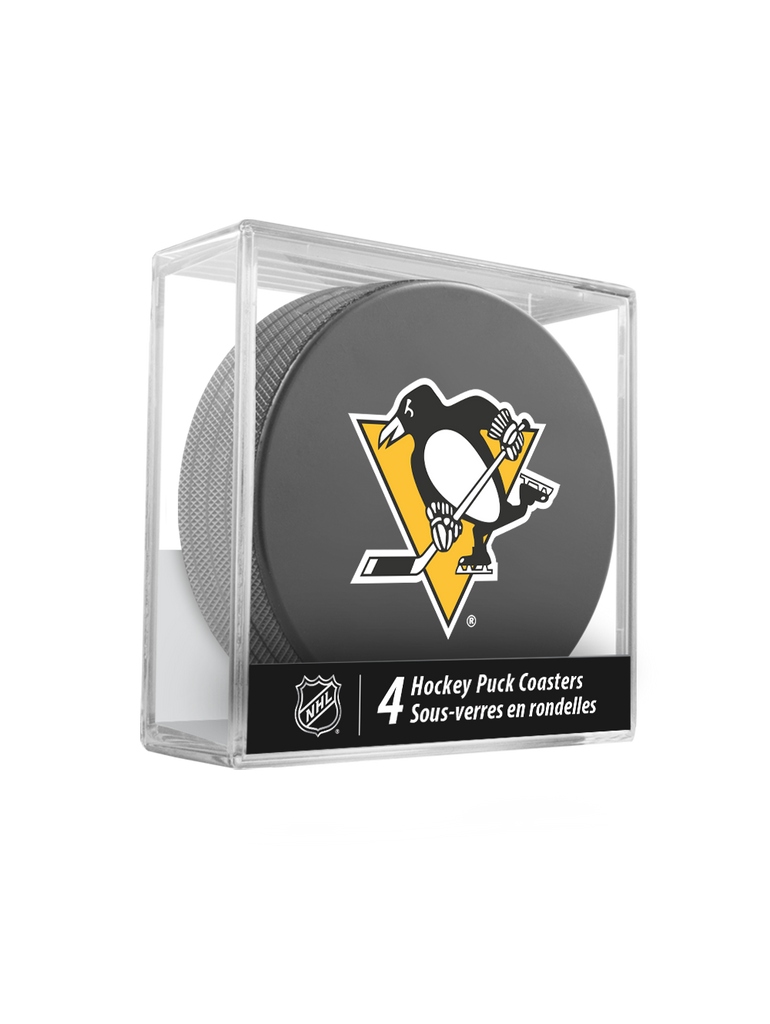 NHL Pittsburgh Penguins Hockey Puck Drink Coasters (4-Pack) In Cube