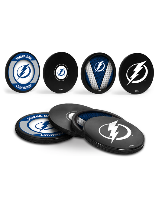 NHL Tampa Bay Lightning Hockey Puck Drink Coasters (4-Pack) In Cube