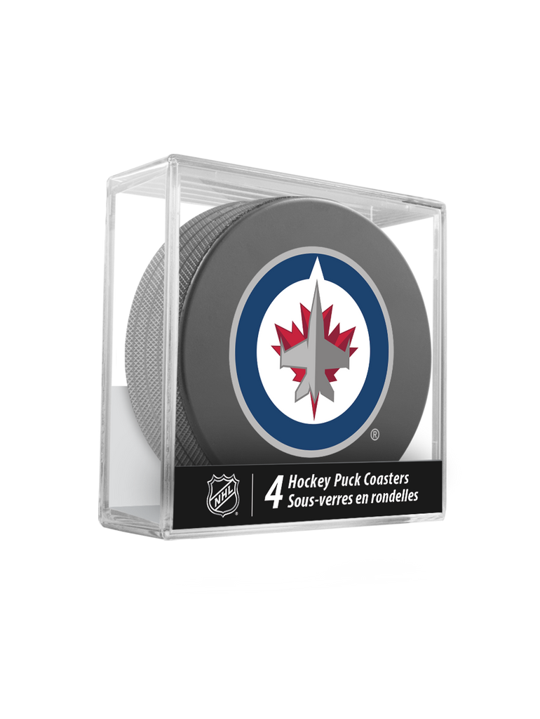 NHL Winnipeg Jets Hockey Puck Drink Coasters (4-Pack) In Cube