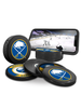 NHL Buffalo Sabres Ultimate Fan 3-Pack. Includes: 1 NHL Official Classic Souvenir Hockey Puck / 4 Coasters / 1 Media Device Holder