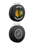 NHL Chicago Blackhawks Ultimate Fan 3-Pack. Includes: 1 NHL Official Classic Souvenir Hockey Puck / 4 Coasters / 1 Media Device Holder