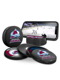 NHL Colorado Avalanche Ultimate Fan 3-Pack. Includes: 1 NHL Official Classic Souvenir Hockey Puck / 4 Coasters / 1 Media Device Holder