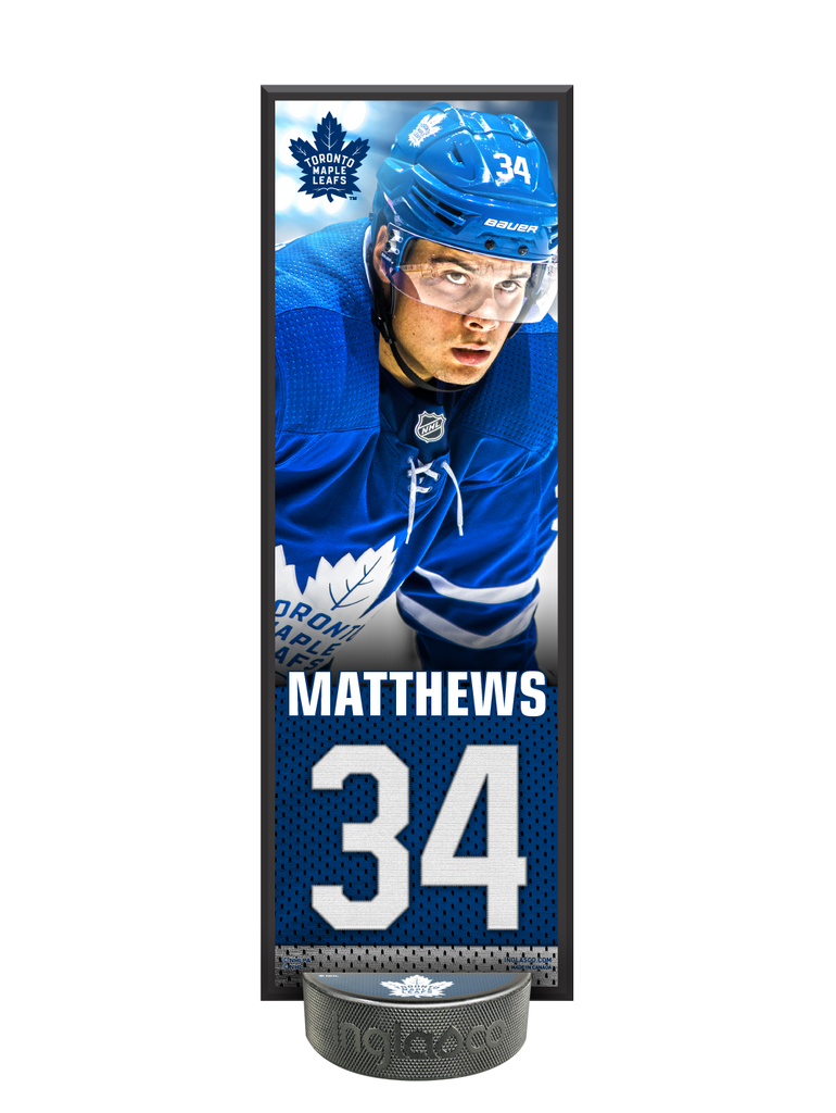NHLPA Auston Matthews #34 Toronto Maple Leafs Deco Plaque And Hockey Puck Holder Set